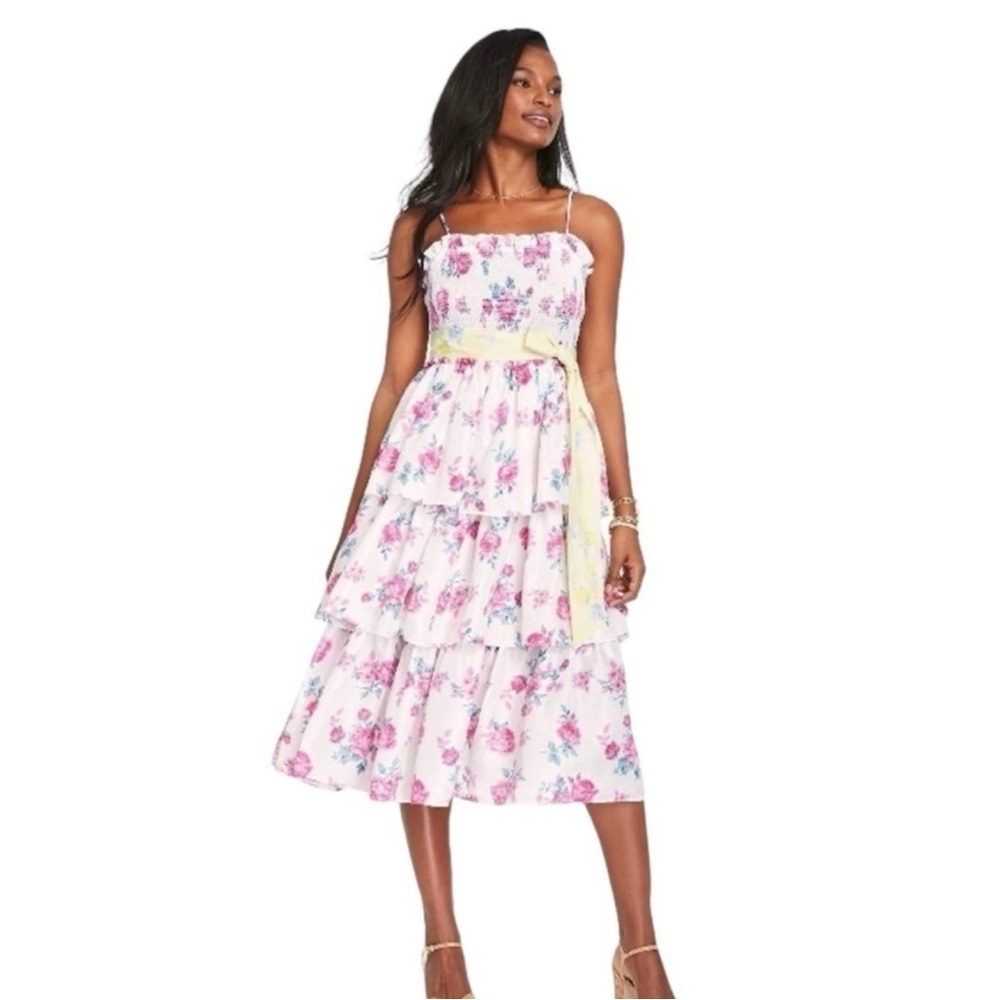 LoveShackFancy x Target Floral & Tiered Elise Midi Dress, size large